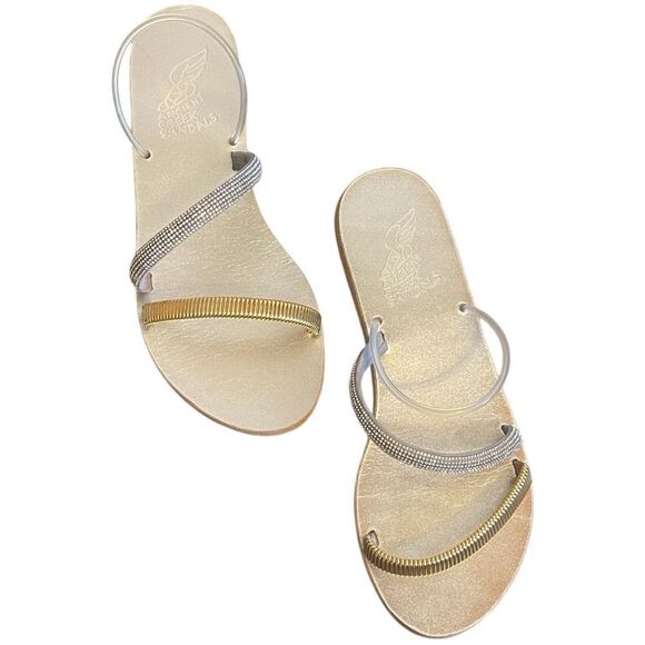 Ancient Greek Polytimi Sandals Silver Gold - Picture 1 of 7